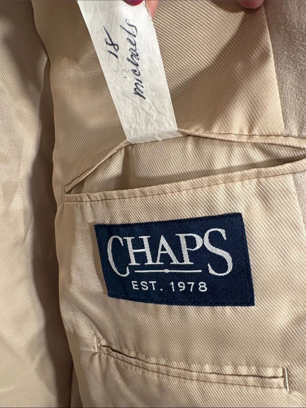 Chaps Light Beige Suede Blazer Jacket